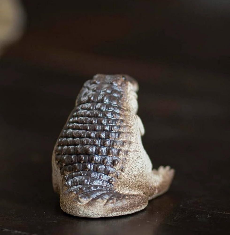 Handmade Crocodile Figurine Tea Pet, Tea Set Accessories Alligator Statue Tea Ceremony Desk Pet, Animal Ornament Gifts — image 2