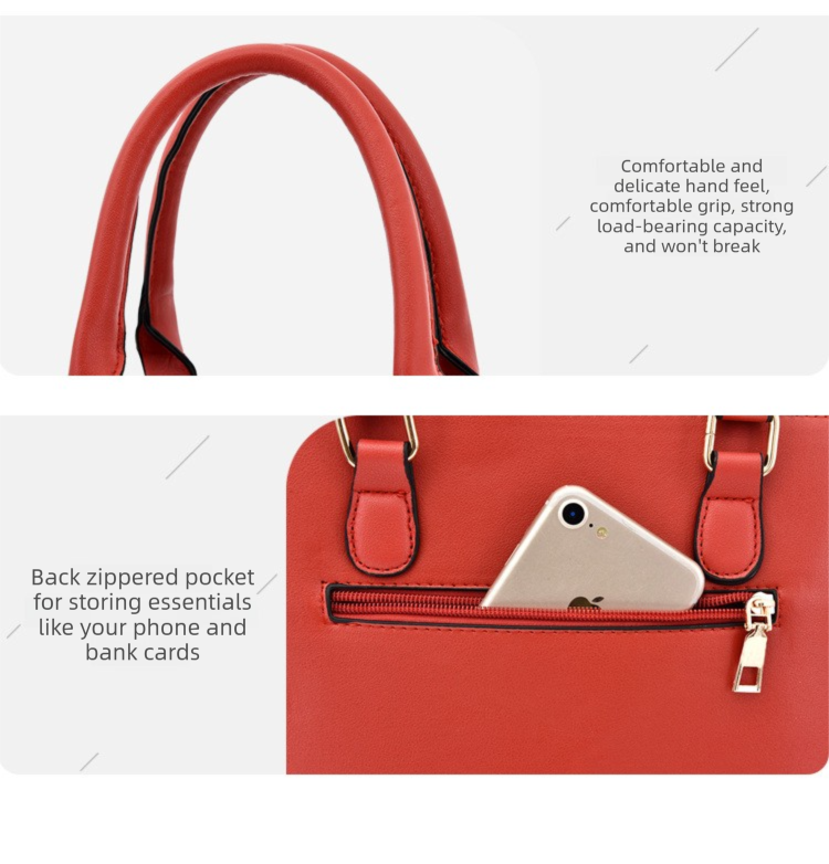 2 PCS Women's Handbag Set PU Leather Tote & Crossbody Purse Fashion Splicing Design Black — image 5