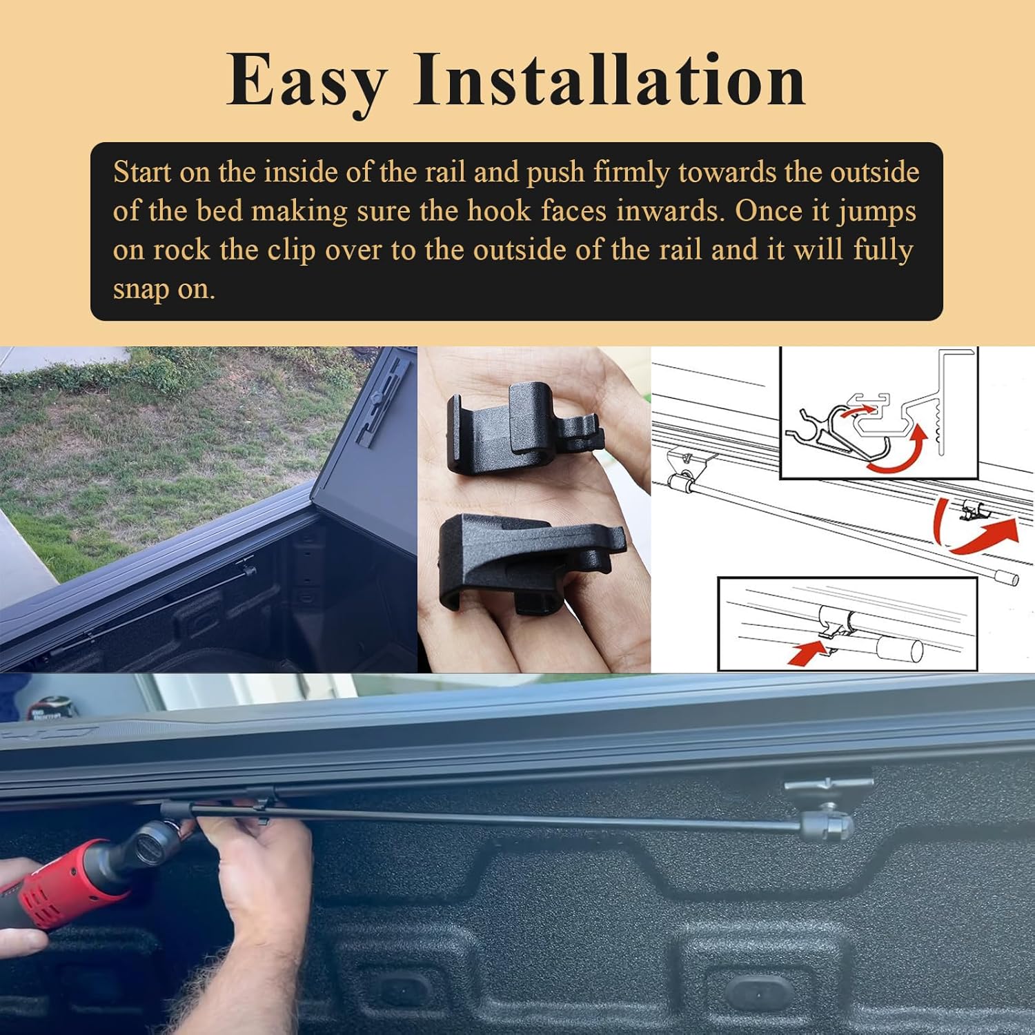 2 pcs 351B0024 Truck Bed Cover Clips, Tonneau Cover Prop Rod Clips, Compatible with RealTruck BAK BAKFlip MX4, Undercover Ultra Flex Hard Folding Truck Bed โ image 6