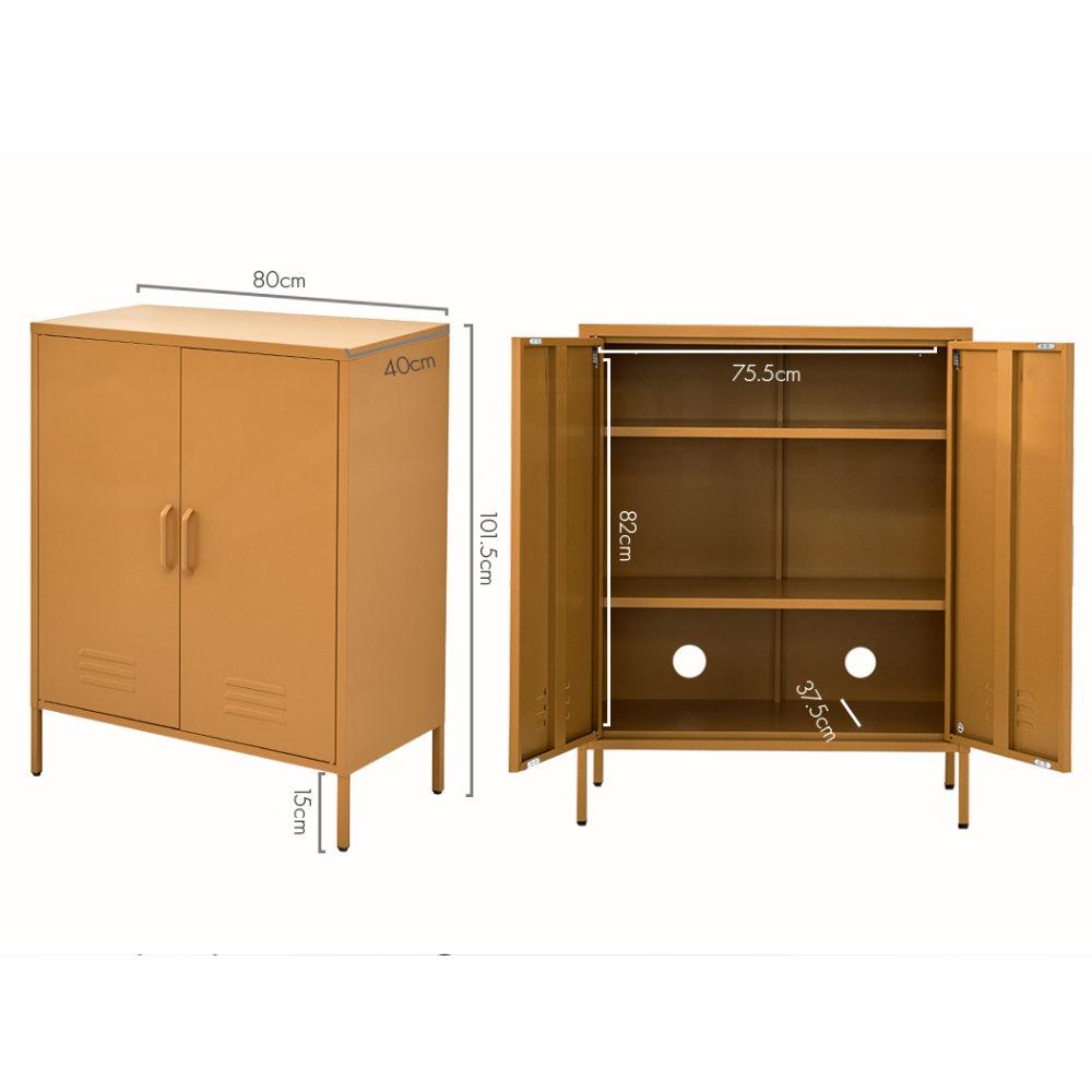Artiss Buffet Sideboard Metal Cabinet - SWEETHEART Yellow — image 2