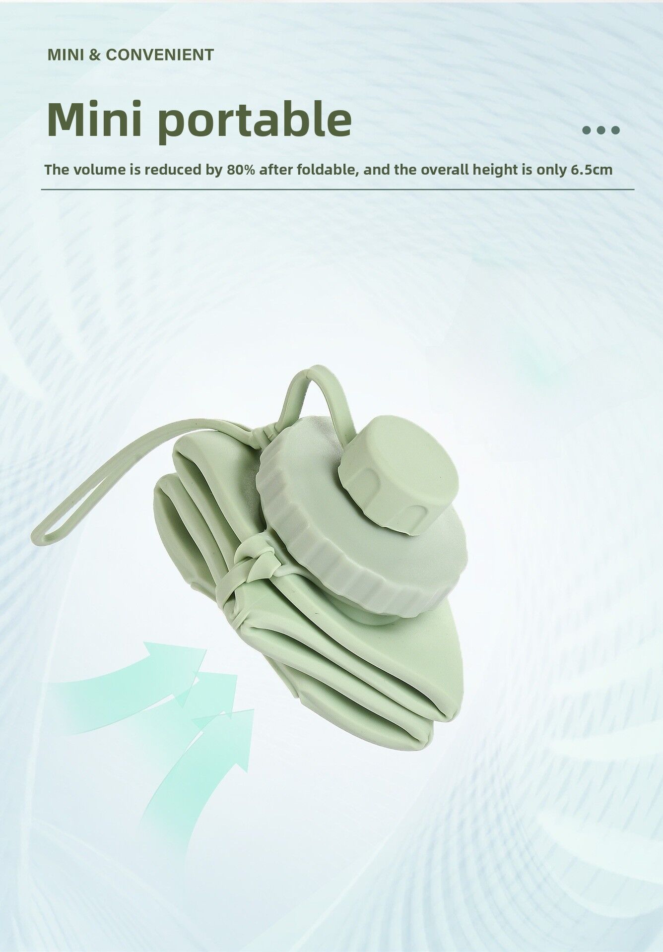 Green Portable Food Grade Silicone Collapsible Sports Water Bottle 600ML - Folding down 80%, Low High Temperature Resistant โ image 6