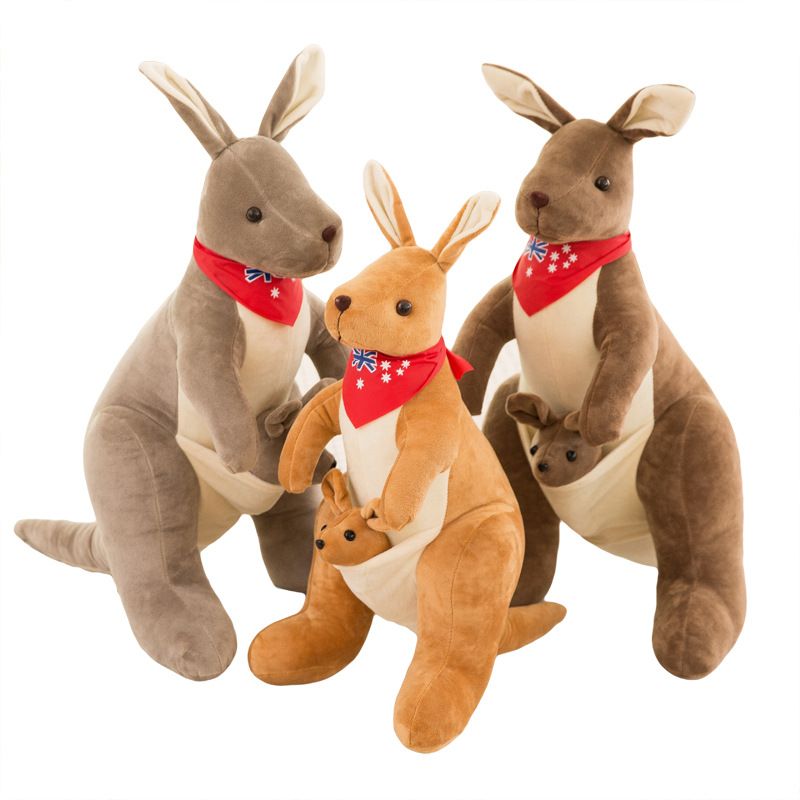 Jue Bei Kangaroo Plush Toy 35cm Light Brown red scarf 45cm — image 6