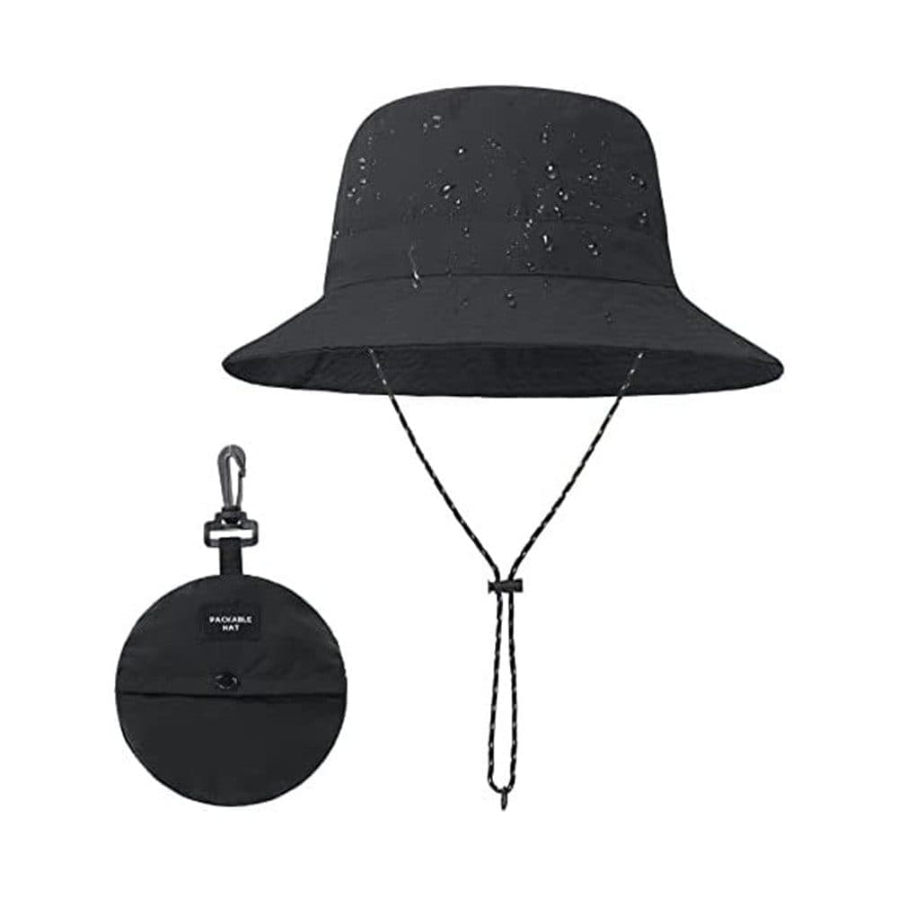 Foldable Waterproof Fisherman Hat Unisex Quick-Drying Sun Protection for Summer Outdoor, Black — image 2