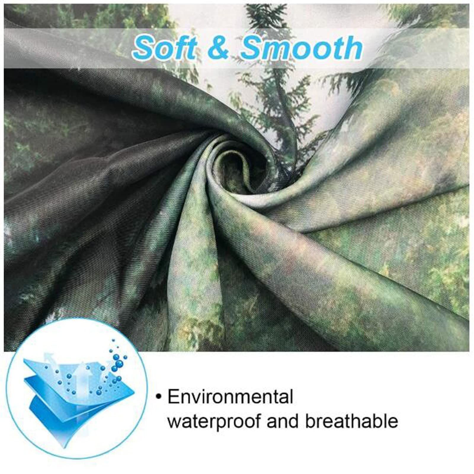 Shower curtain popular, dense fog forest, distant mountains, digital printing, multi specification decorative curtain — image 5