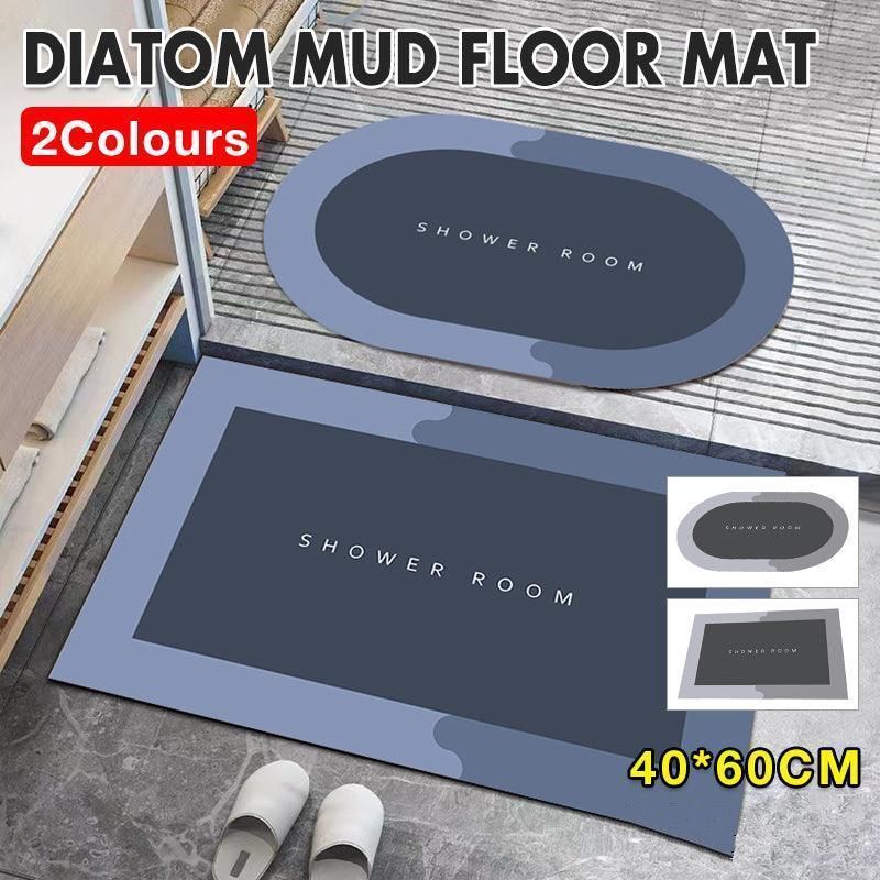 40 × 60CM Super Absorbent Floor Mat Soft Quick-Drying Non-Slip Diatom Mud Bath - Grey-Oval — image 2