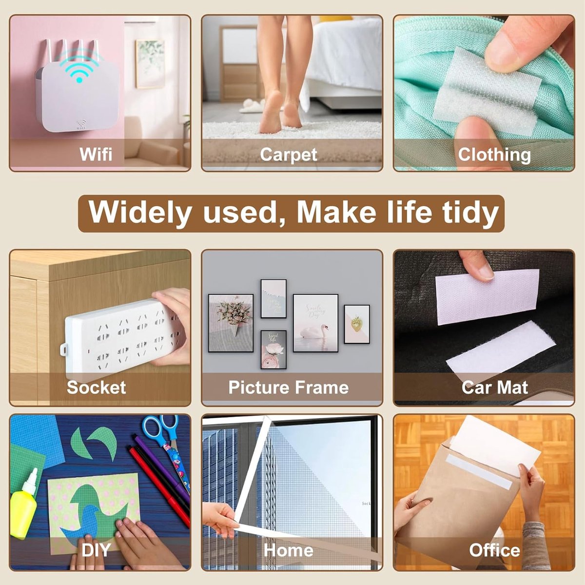 20 mm*10 m - Velcro - self-adhesive tape - reusable tape - nylon fastening strip - strong adhesive strips - with strong adhesive on the back - for — image 3