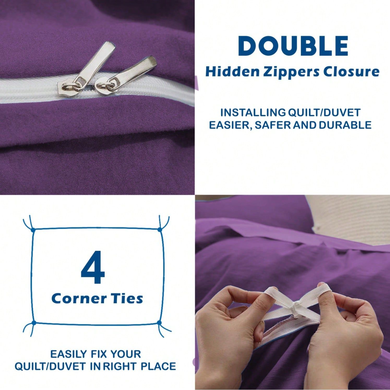 Hotel Soft Microfiber Duvet Cover Set-2000TC Quilt Cover Set & Pillowcases -1 Donna Cover Zipper Closure & 1 x Pillowcases-Breathable Bedding - Wrinkle, Fade — image 4