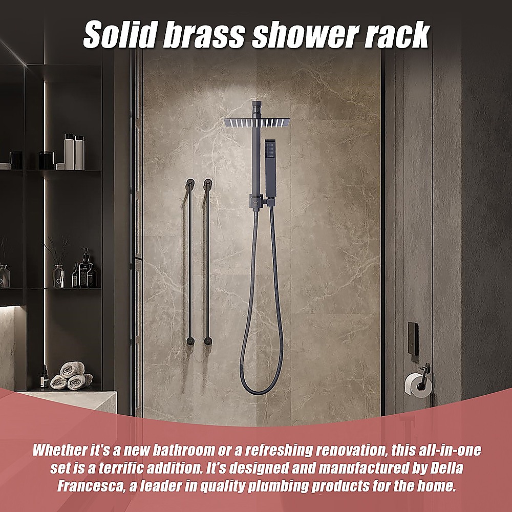 WELS 8" Rain Shower Head Set Square Dual Heads Faucet High Pressure Hand Held โ image 5