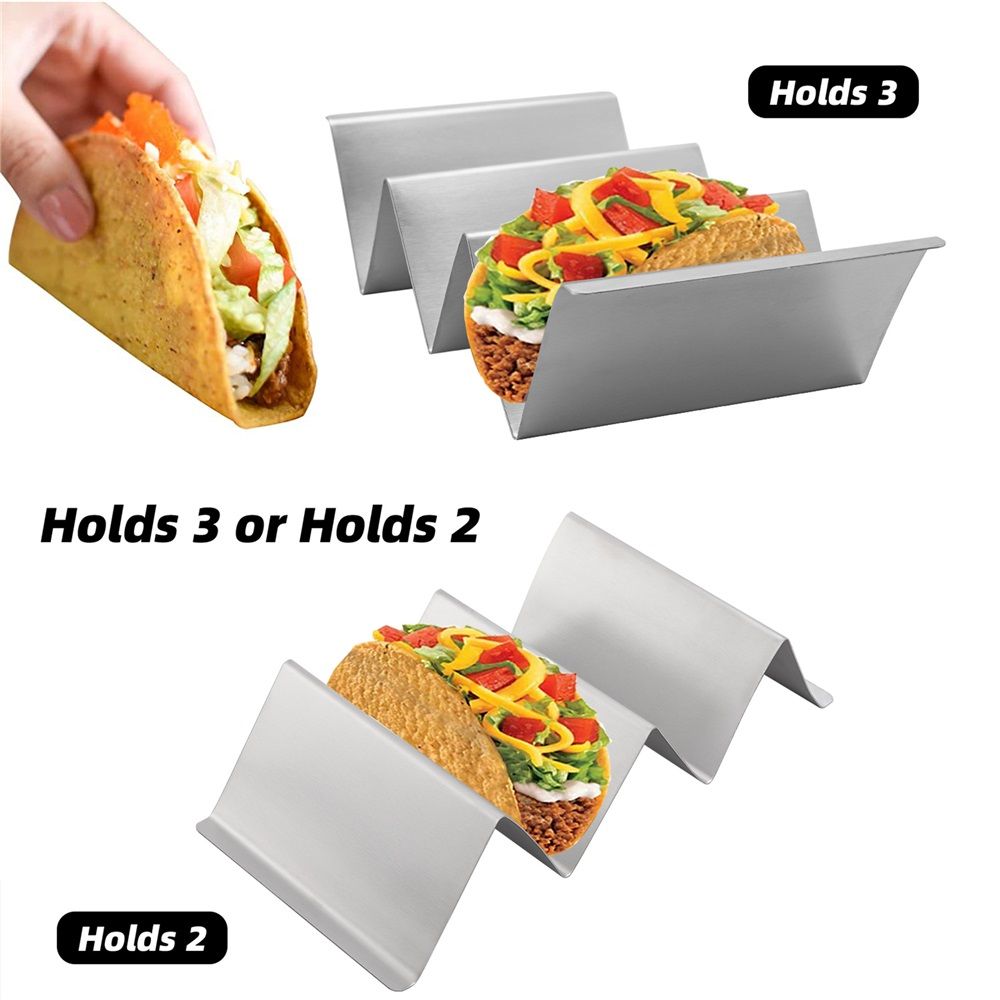 Taco Holders 4 Packs - Stainless Steel Taco Stand Rack Tray Style, Oven Safe for Baking, Dishwasher and Grill Safe(Only bracket) — image 2