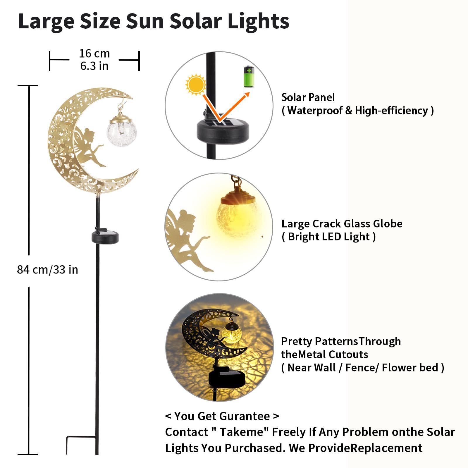 Solar Lights Outdoor Waterproof Fairy Moon Crackle Glass Lights with Metal Angel Decor for Walkway Yard Patio or Garden Gifts for Mom Grandma Friends โ image 5