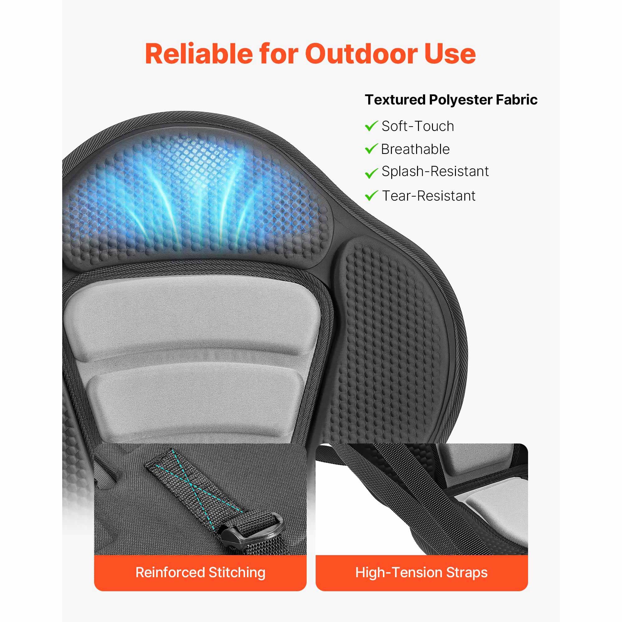 Kayak Seat, 1 Pack 12 mm Thick, Universal Paddle Board Seat with Back Support, Sit-on-Top Soft Padded Cushion with Storage Bag & Adjustable Straps for SUP — image 6