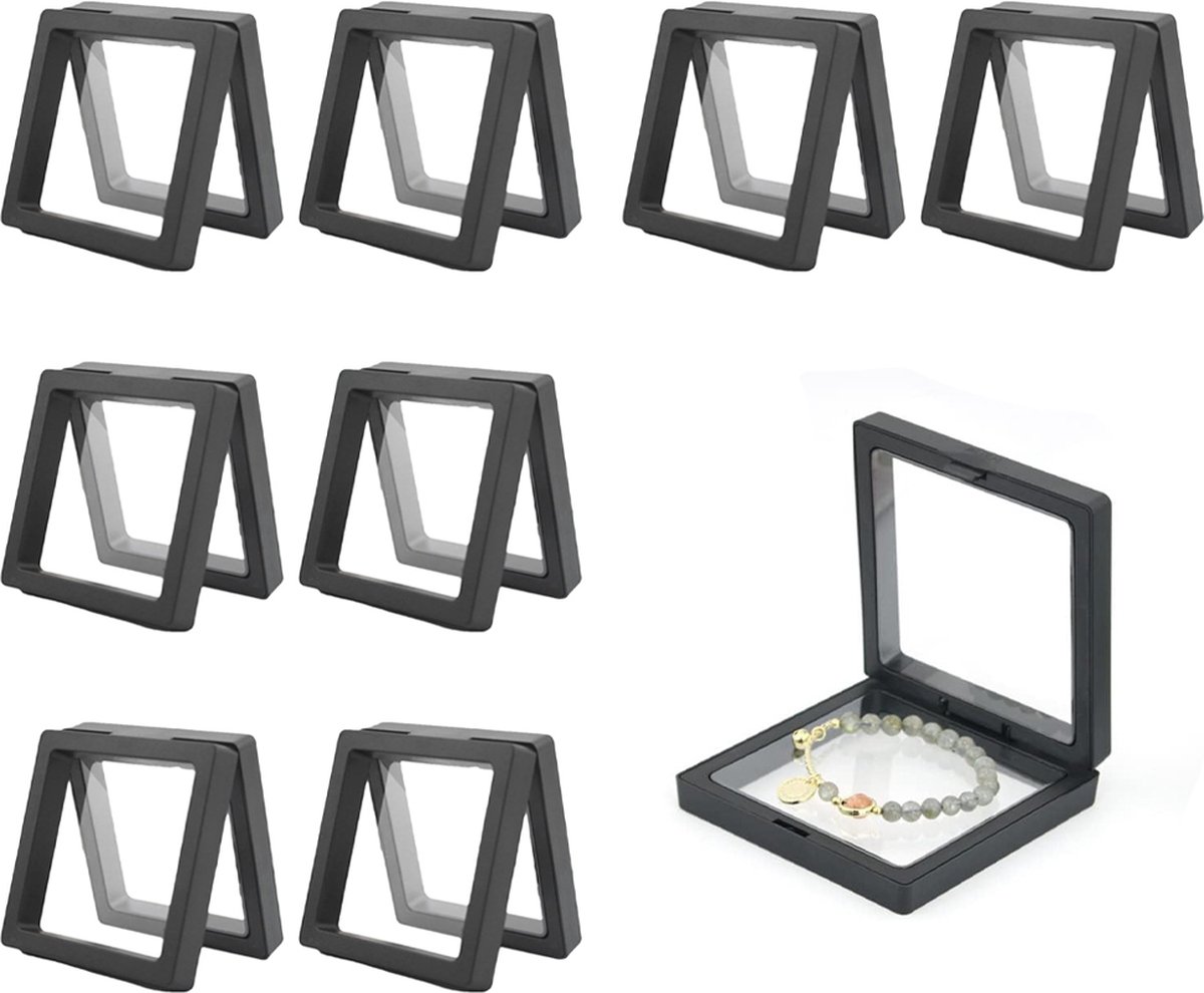 Jewelry Box - 8 Pieces - Jewel Box - Jewelry Boxes - Jewelry Holder - Small Jewelry Case - Travel Size - Transparent PE Floating Display Case - Jewelry Storage