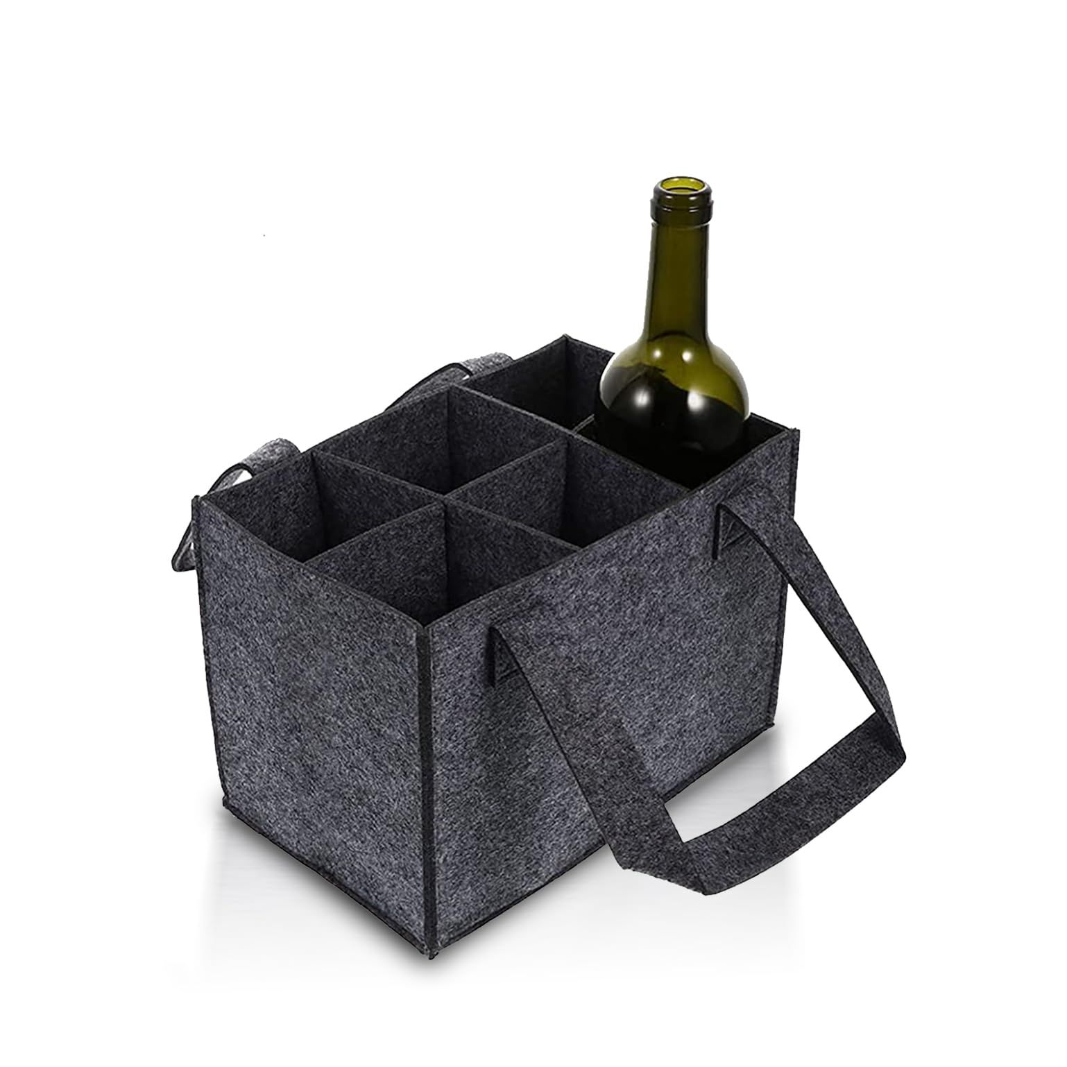 Wine Bottle Wine Carrier Tote, Cube Box Portable Fashion Wine Bottle Carrier Foldable 6 Bottles Home Protective Grey Wine Storage Bag โ image 2