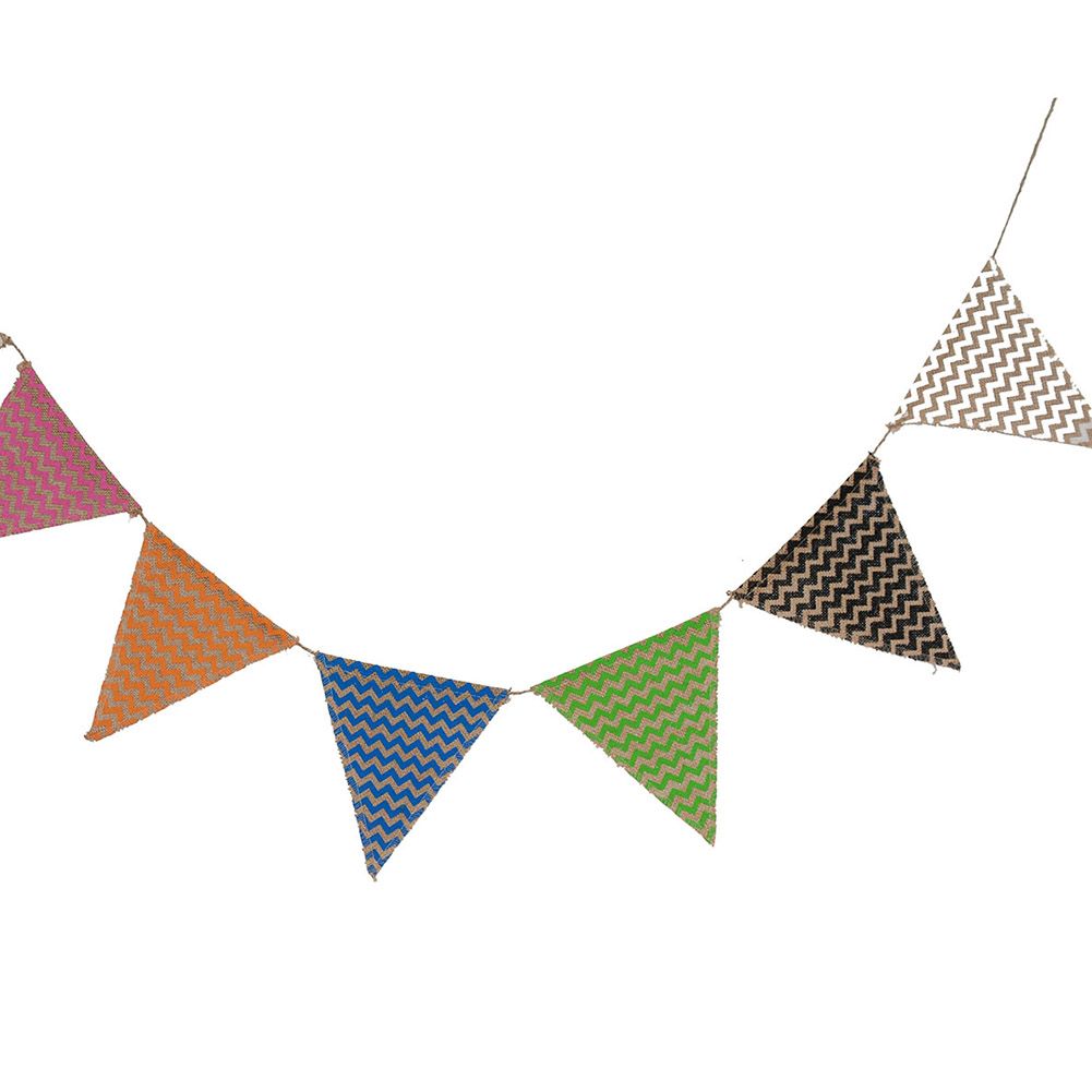 Triangle Linen Hanging Flags Banner Bunting for Wedding Bridal Proposal Decoration — image 5