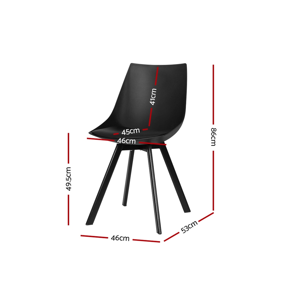 Artiss Dining Chairs Set of 2 PU Leather Plastic Metal Black โ image 2