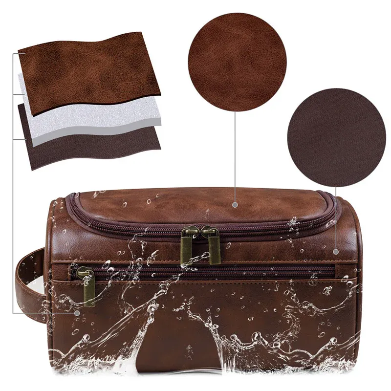 Large Capacity Waterproof Travel Toiletry Bag Cosmetic Organizer Multifunctional - Brown β image 6