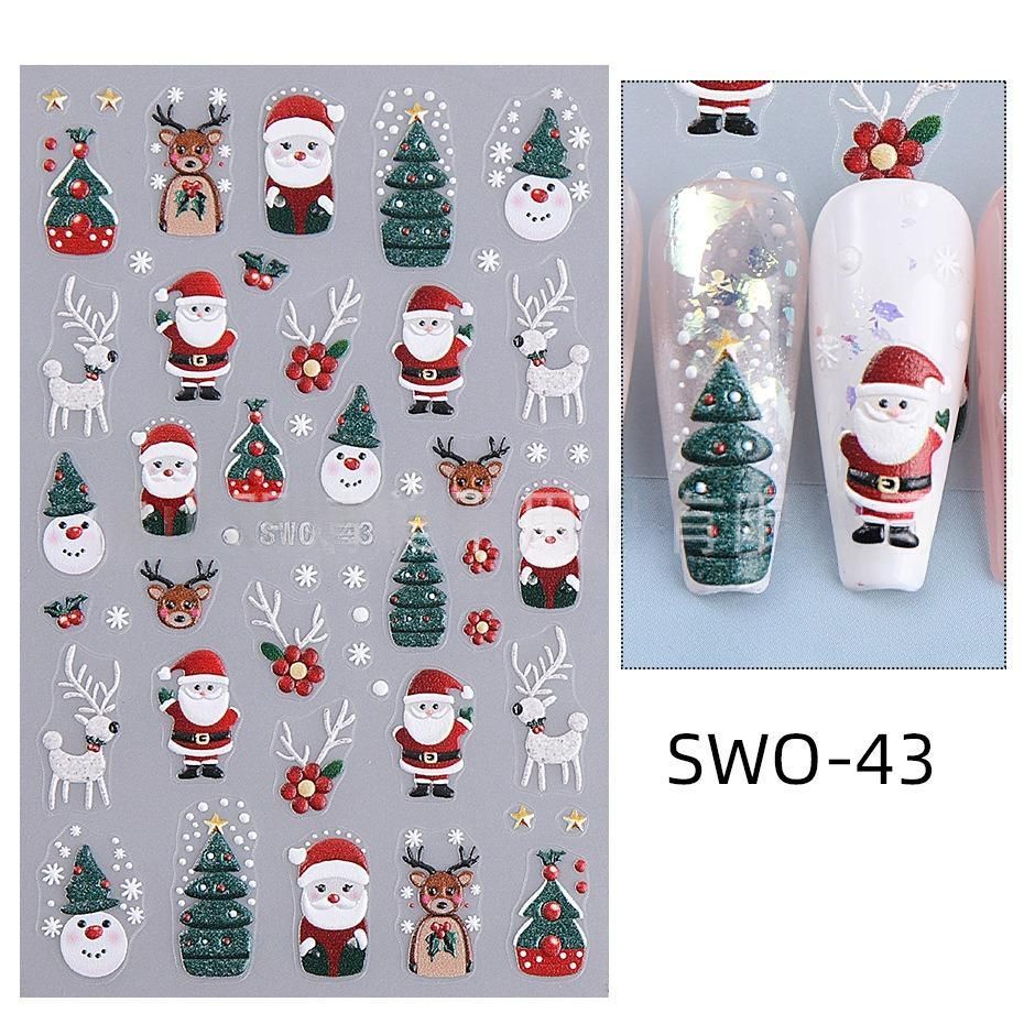 Christmas Nail Stickers Holiday Nail Art Festive Nail Decals Self-Adhesive Nail - Multi-color - Size SWO-47 — image 2