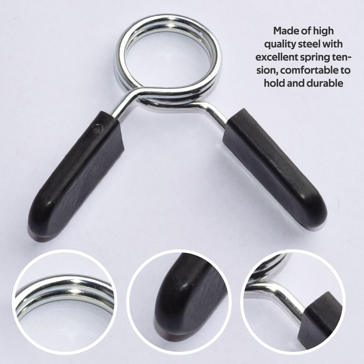 4 pieces - Barbell Clamp - 2.5 cm - Spring Barbell Clamp - Dumbbell Clip - Spring Clips for Weights - Barbell Bars - Clamp Ring - Spring Clips - Locking Clip â image 2