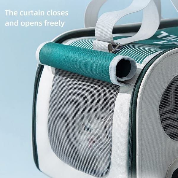 Large‑Capacity Pet Travel Carrier Bag, Portable Breathable Cat Dog Carrier, Crossbody Pet Handbag for Travel & Car Trips, Blue‑White Pet Transport Bag — image 3