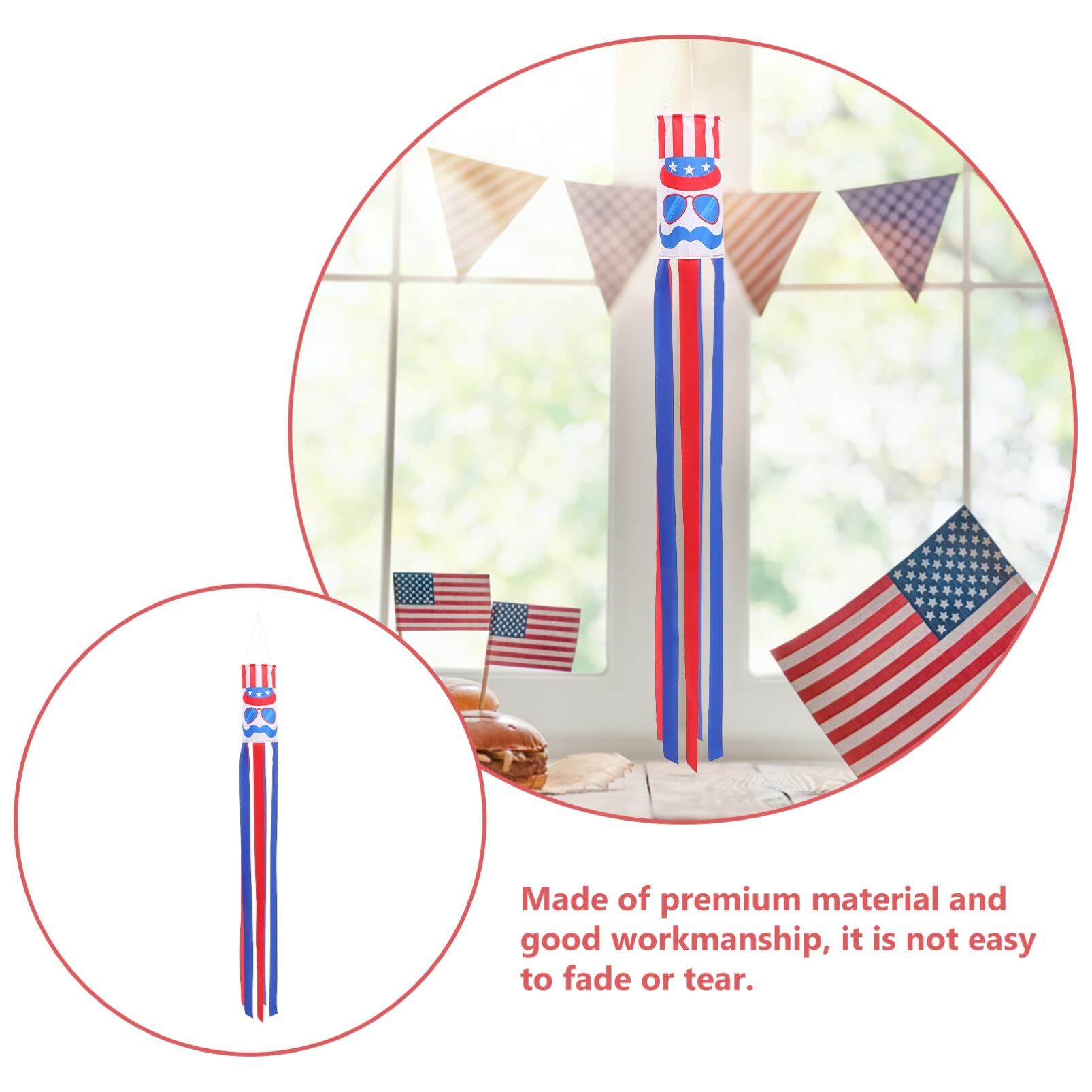 40 Inch American Flag Windsocks Hanging Decorations for 4th Of July Patriotic Party Memorial Day Veterans Day Decor โ image 5