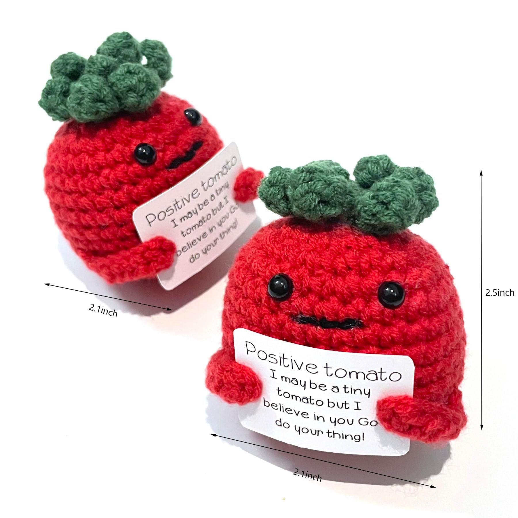 Mini Funny Crochet Tomato Doll Creative Cute 3 inch Cheer Up Gifts for Friends Party Decoration Encouragement — image 2