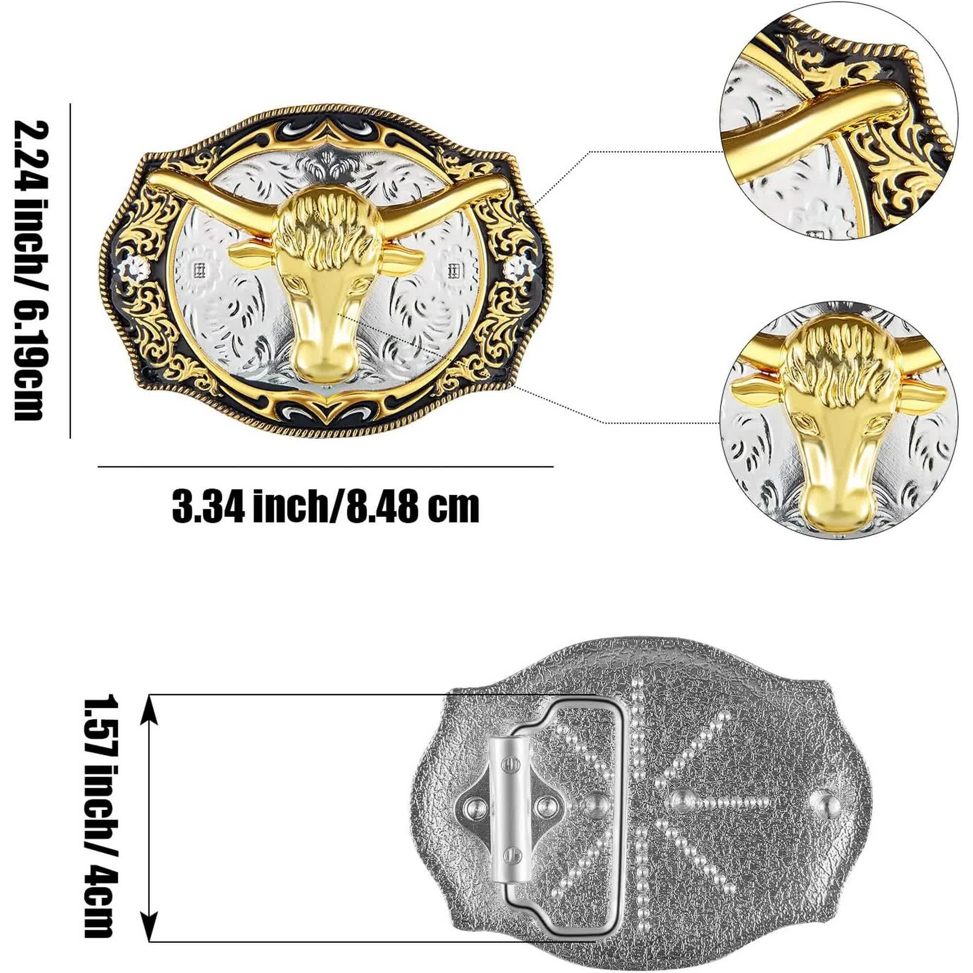 2 Pieces Longhorn Bull Eagle Letter J Belt Buckle Cowboy Belt Buckle Western Rodeo Bull Buckle for Men — image 2