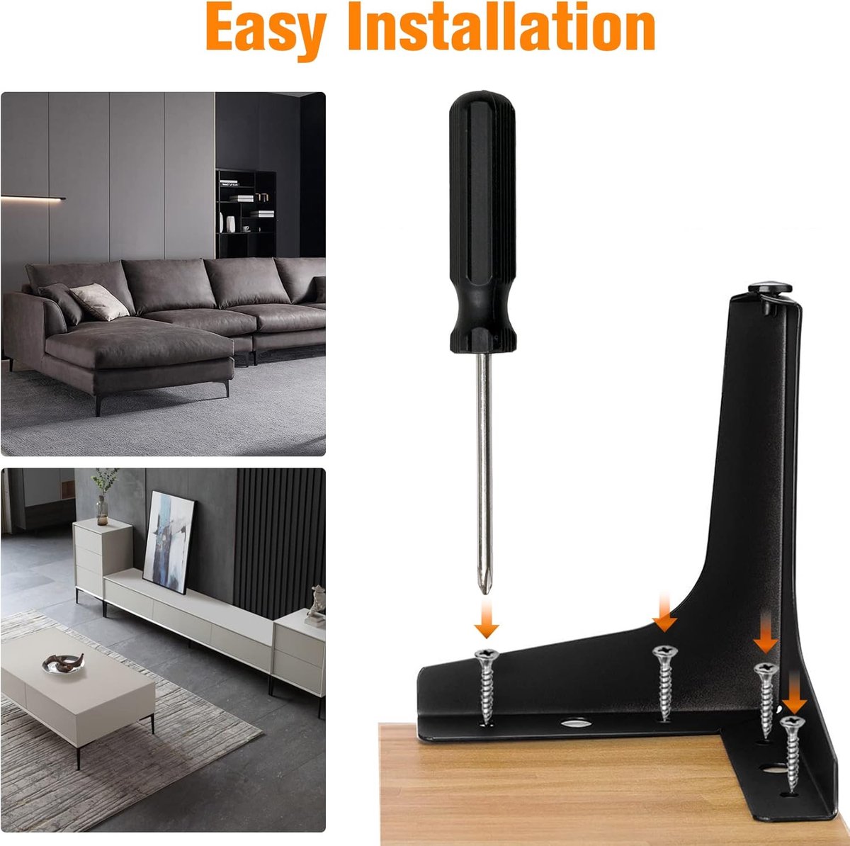 Set of 4 black furniture legs - triangular metal furniture legs - DIY coffee table legs - chair legs - sofa legs - kitchen furniture legs - black - 10 cm — image 3