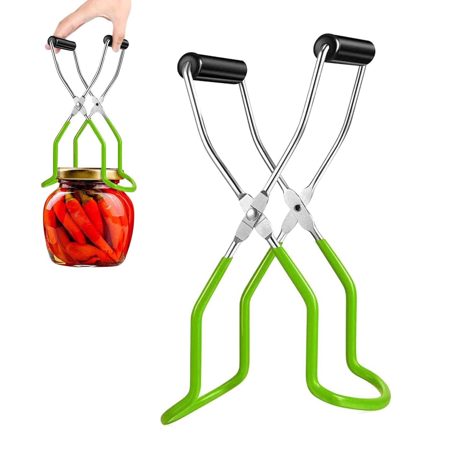 Canning Jar Lifter Tongs, Anti-Slip Stainless Steel Canning Jar Lifter with Safe Grip Handle for Canning Jars Mason Jars