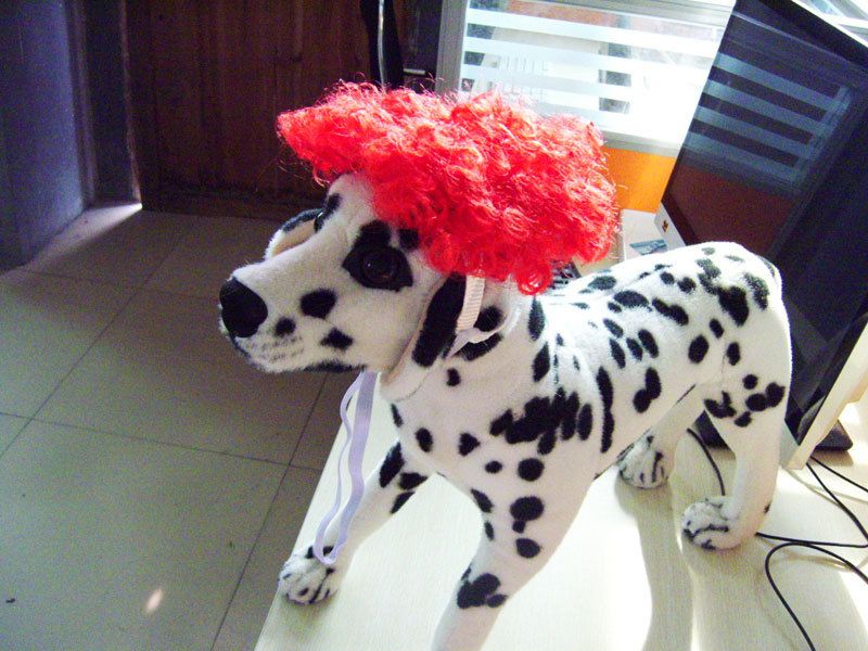 Pet Wig Dog Cat Short Curly Fluffy Hair Red