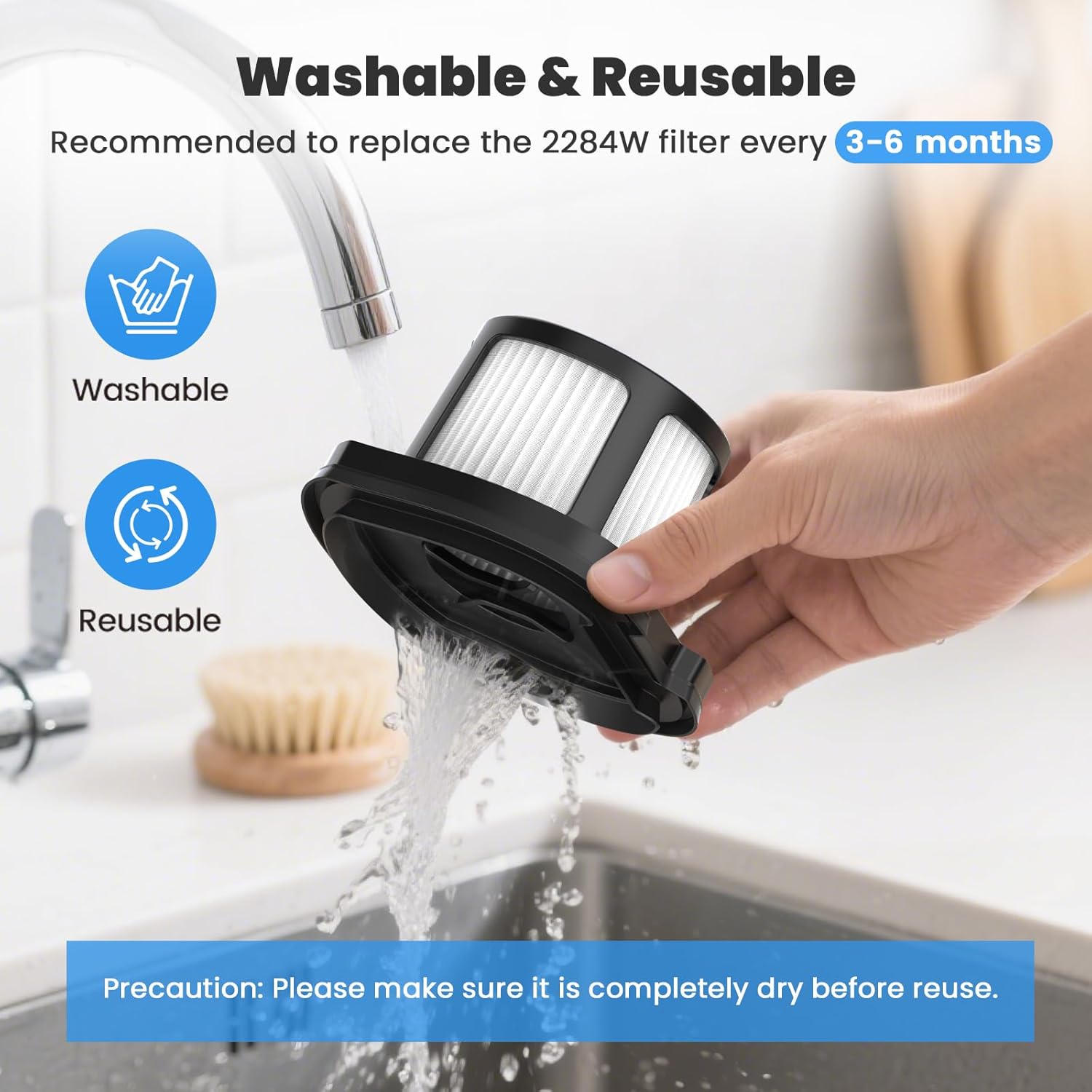 4 Pack 2284w Vacuum Replacement Filter for Bissell Pet Hair Eraser Filter Hand Vacuum 2284W 2390 2389 2390A, Compare to Parts # 1614212 1614203 1614204, 4 Mesh โ image 4