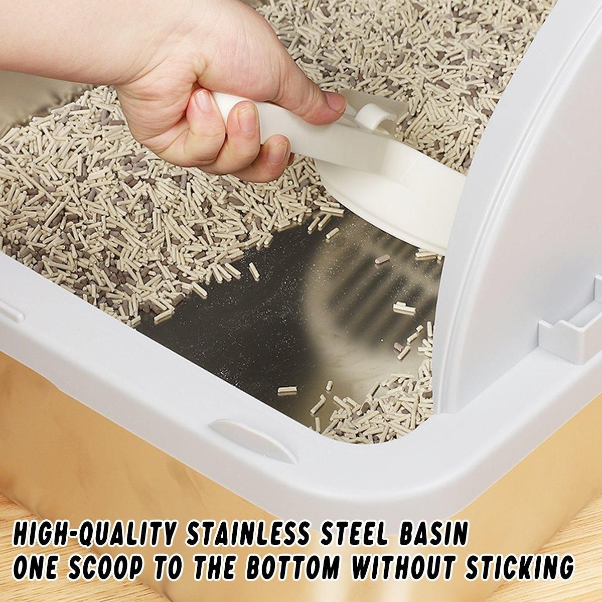 Durable Stainless Steel Cat Litter Box Pan Pet Toilet Odor Control Tray Large - Grey β image 6