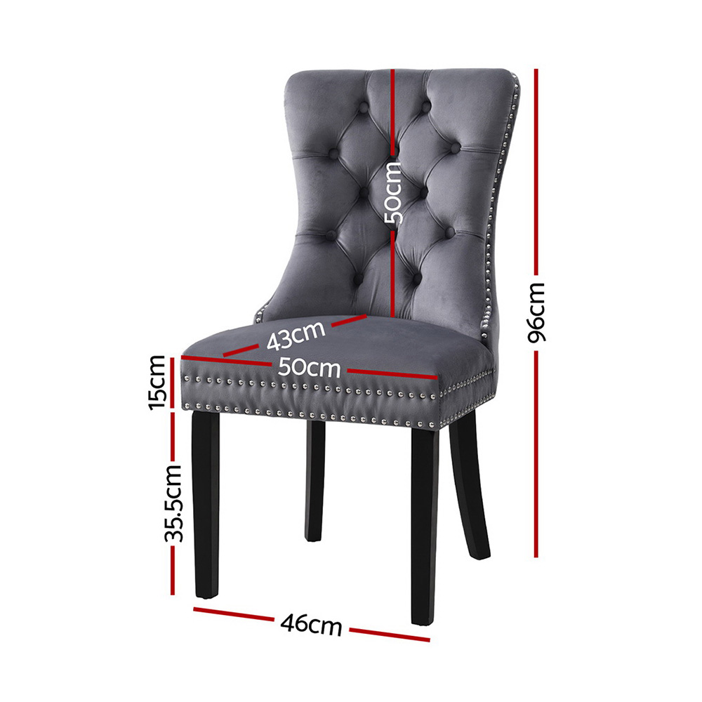 1 Set of 2 Artiss Dining Chairs Grey Velvet โ image 2