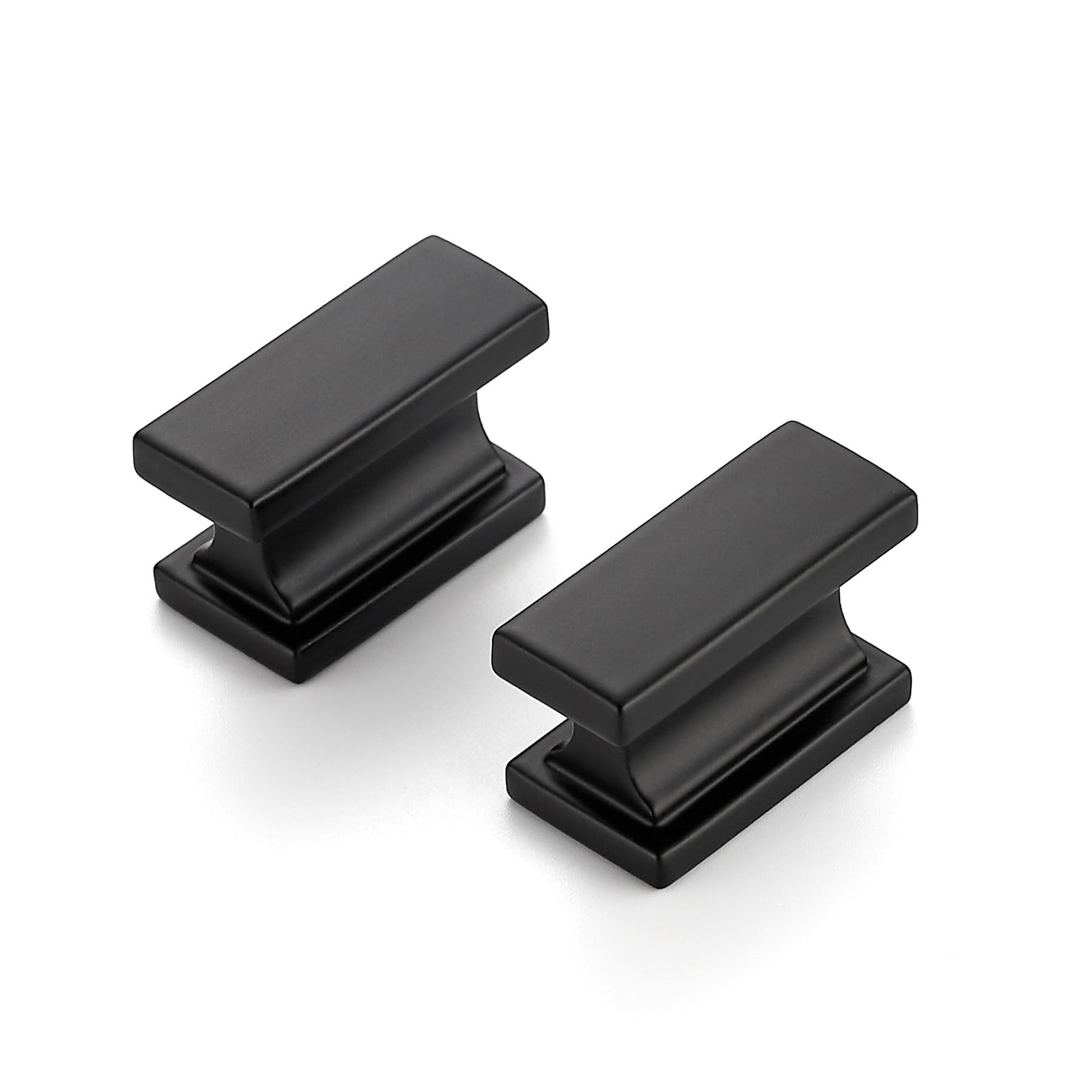 2Pack Square Kitchen Cabinet Handles Rectangle Matte Black Cabinet Knobs, Solid Drawer Knobs Bathroom Dresser Knobs