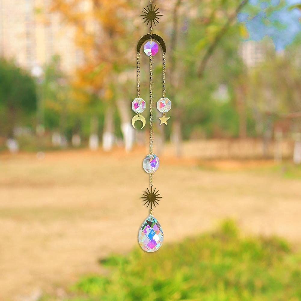 4 Moon Hoop Pendant Indoor Decorative Wind Outdoor Garden Decoration Chime Catcher Rainbow catcher — image 3