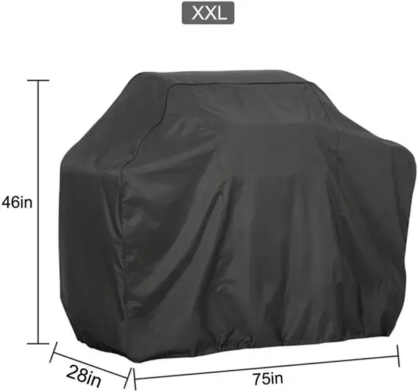 Heavy Duty Waterproof 210D Gas Grill Cover with Drawstring and UV Protection for Outdoor BBQ Grills, Black, 191 cm — image 2