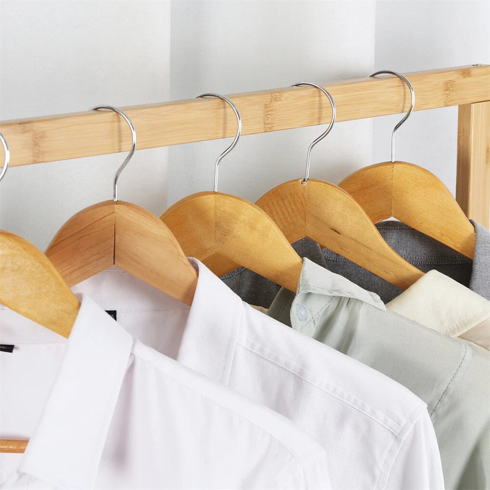 Portable Rolling Bamboo Clothes Rack for Kids with Hanging Rail — image 6