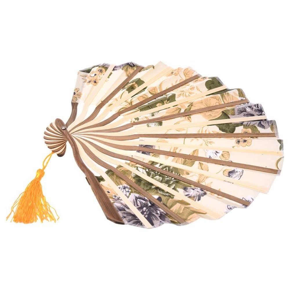 Hand Fan Retro Style Handheld Folding Fans Classic Style Peony Flower Fabric Bamboo Folding Dance Hand Fan for Party Props — image 2