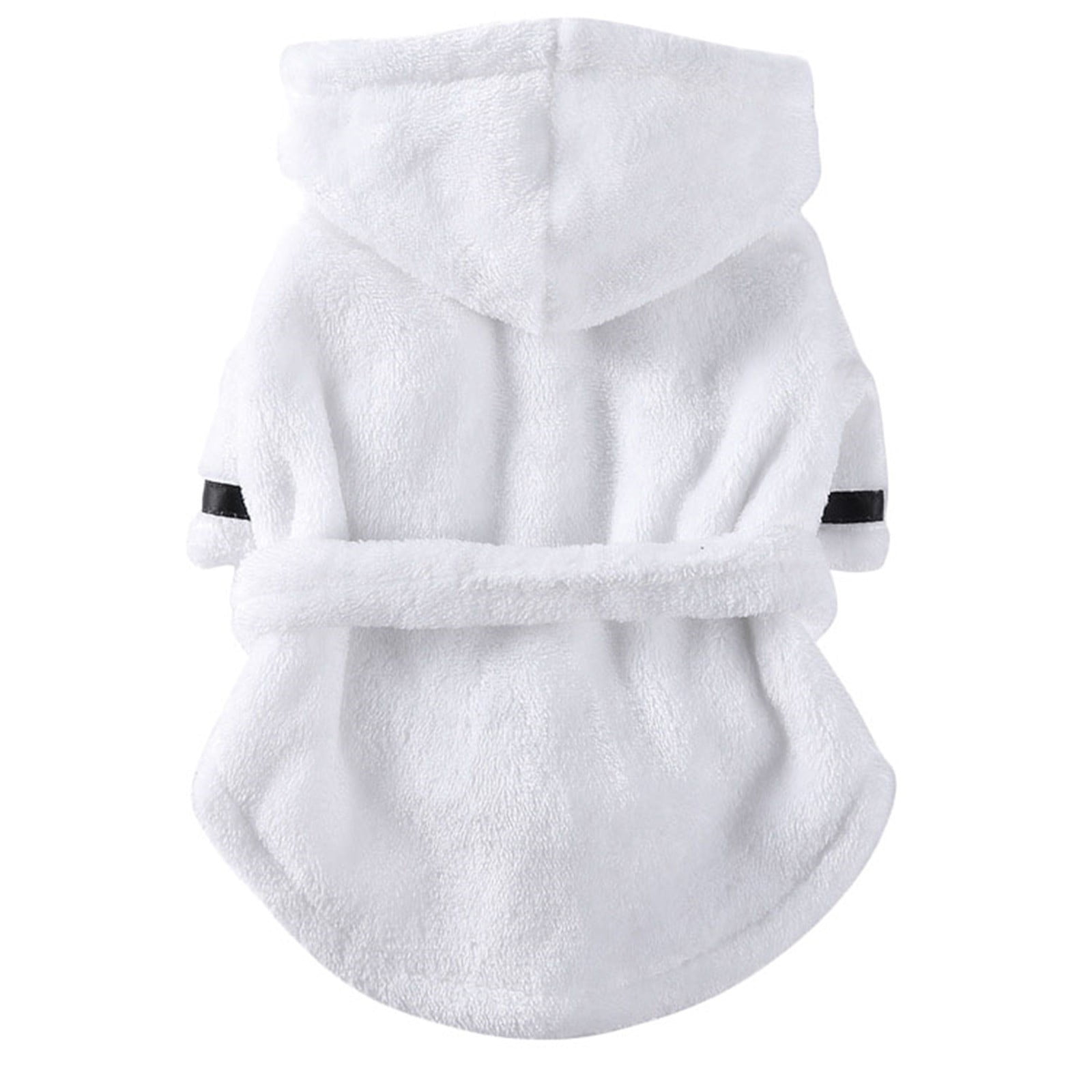 Pet Bathrobes, Pajamas ! Dog Cat Bathrobe Pet Clothes Hotel Bath Towel Pet Bathrobe Nightgown Pajamas (Army Green, L) XL White — image 3