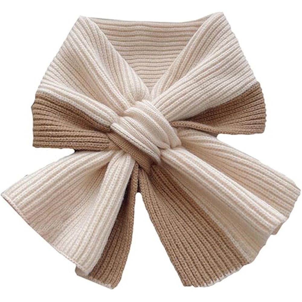 Scarf for women in autumn and winter to keep warm, color blocked knitted cross yarn versatile, fashionable and cute girl's scarf(khaki)