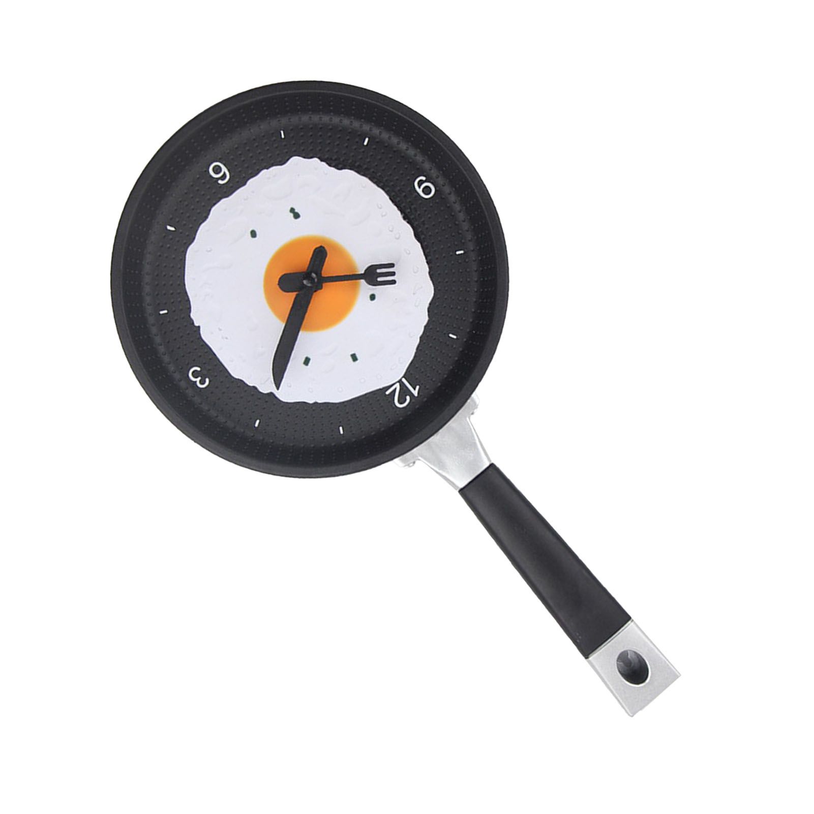 Wall Clock ABS Fried Egg Frying Pan Shape Silent Battery Operated Wall Clock for Bedroom Living Room Kitchen Black — image 4