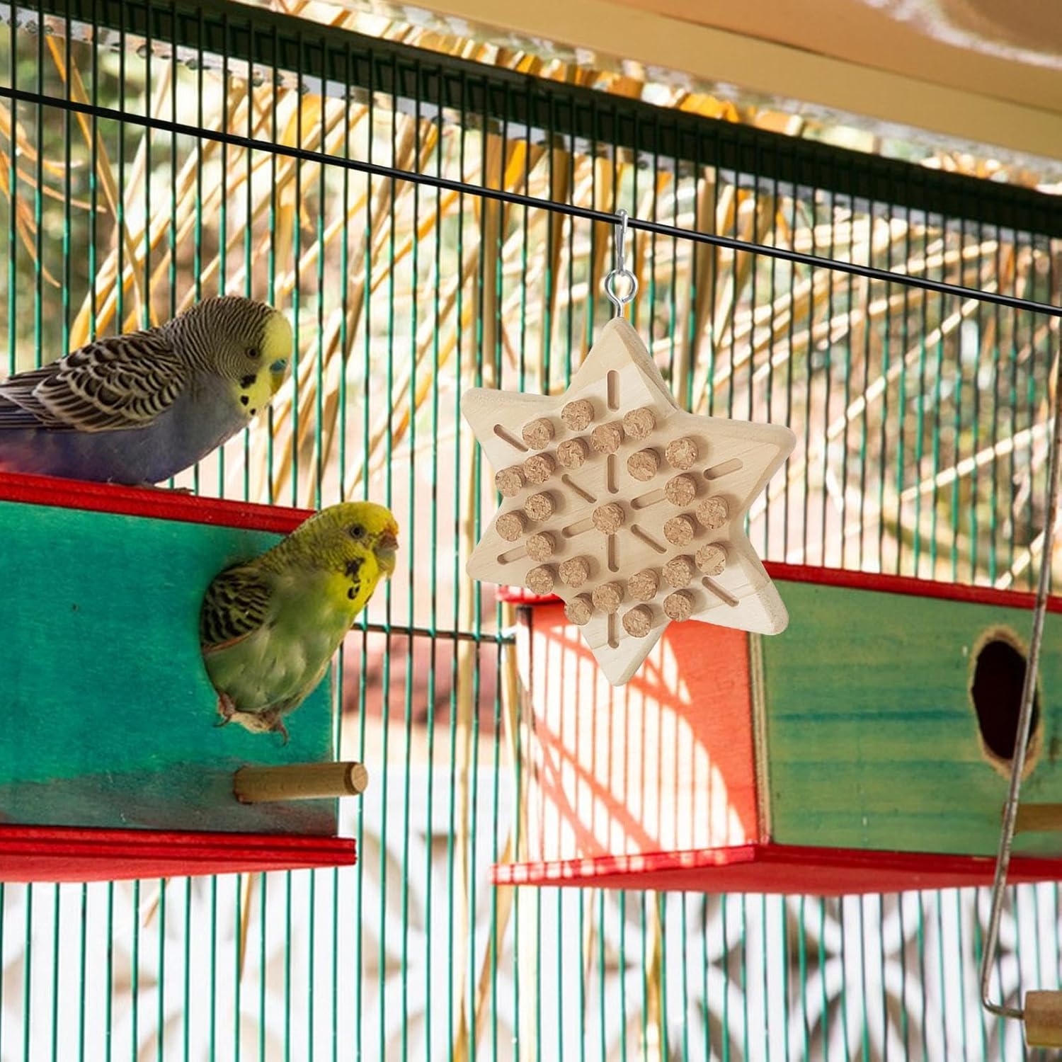 Portable Bird Cage Toy Parrot Chew Plug - Natural Cork Wooden Toy with Tiger Skin Texture for African Grey Timneh Congo Parrots — image 4