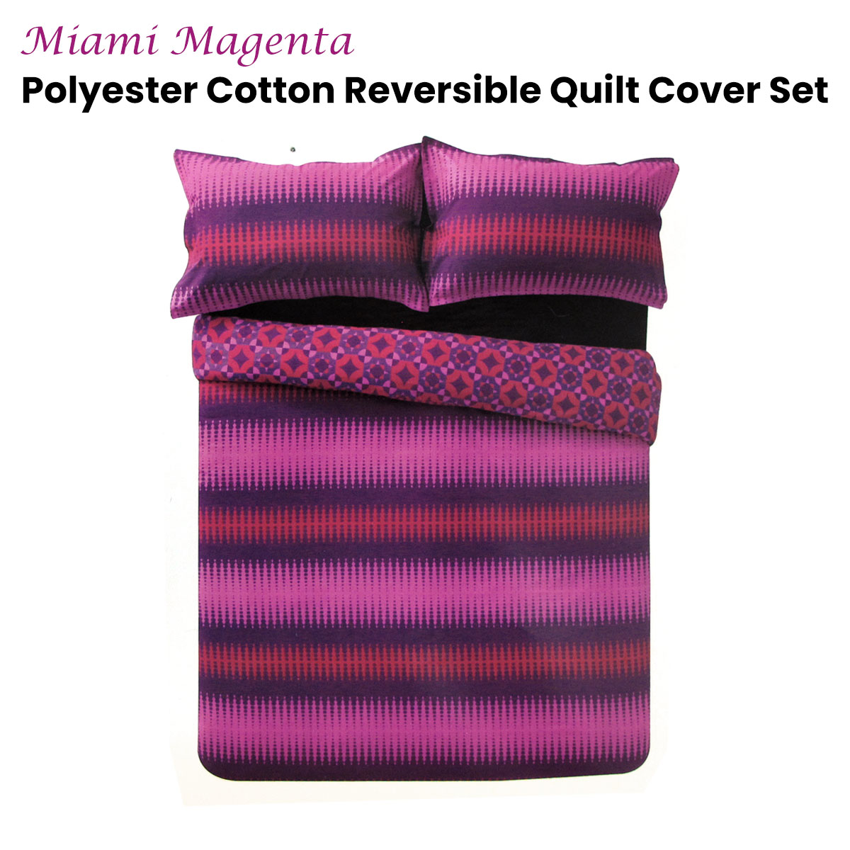 Apartmento Miami Magenta Reversible Polyester Cotton Quilt Cover Set King — image 2