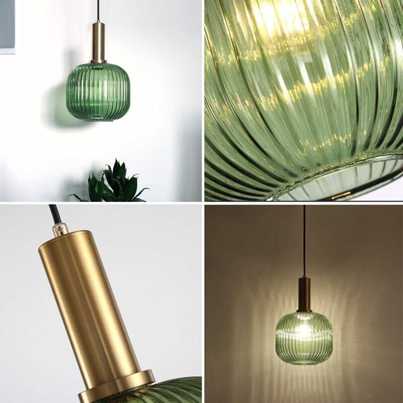Industrial Vintage Glass Pendant Light Polished Brass Holder Modern Retro Ceiling Lamp Energy Class A Plus — image 4