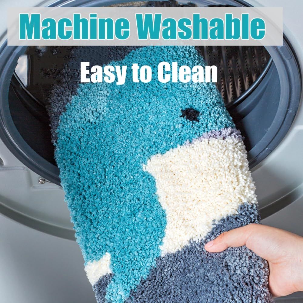 Bathroom Rugs Grey Whale Bath Rug for Bathroom Non-Slip Soft Absorbent Machine-Washable, Shower Bathroom, 20 × 31.4 Inch, Grey — image 4