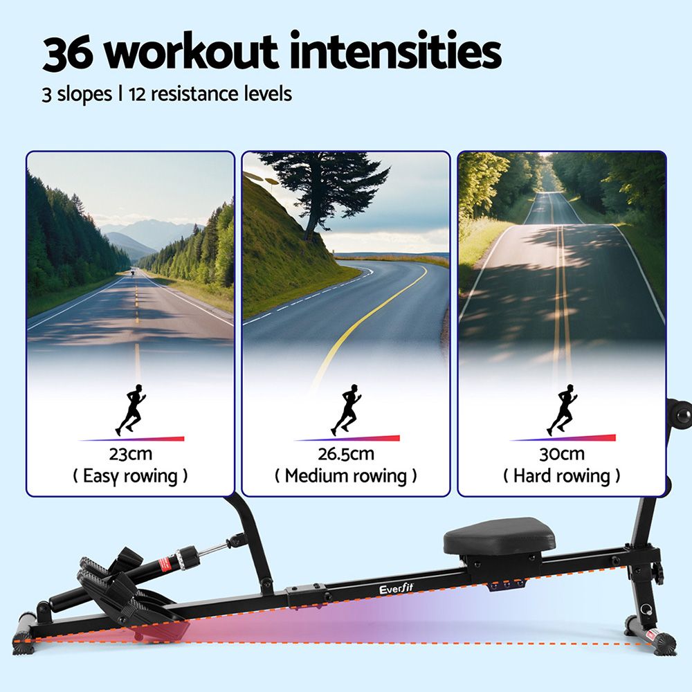 Everfit Hydraulic Rowing Machine Rower 12 Levels Resistance Exercise Fitness Gym Cardio โ image 4