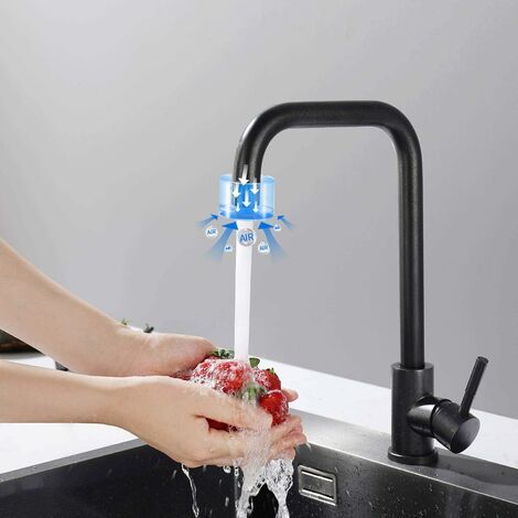 Kitchen Faucet 7-Shaped Kitchen Faucet in 304 Steel Kitchen Faucet 360 Swivel with Removable Aerator Anti-limescale, Black/Brushed Finish Options — image 4