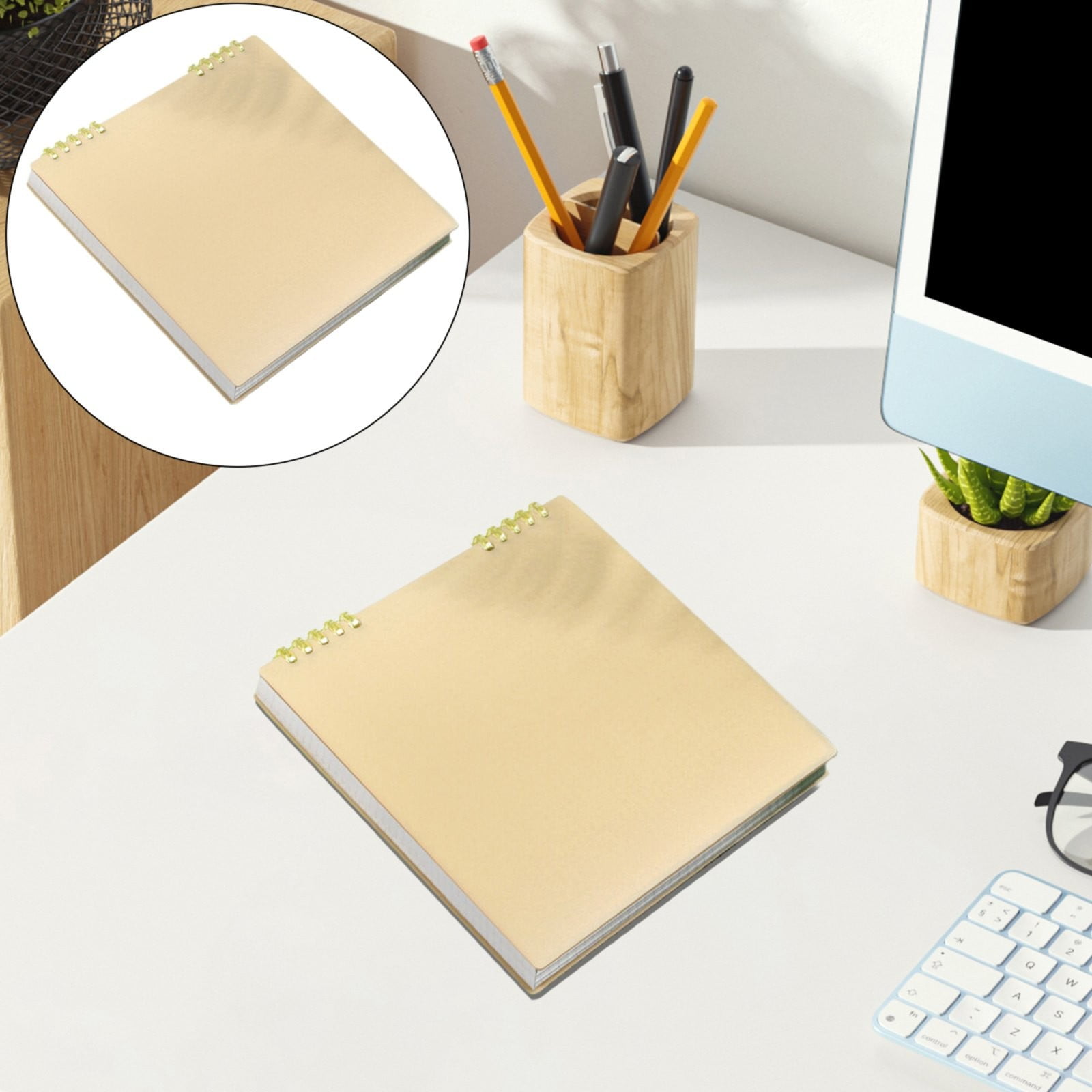 Sketch Book, Spiral Grid Sketchpad for Drawing Writing and Crafts, Top Bound Notebook for School and Travel, Yellow, 7.87 × 7.56 inches — image 2