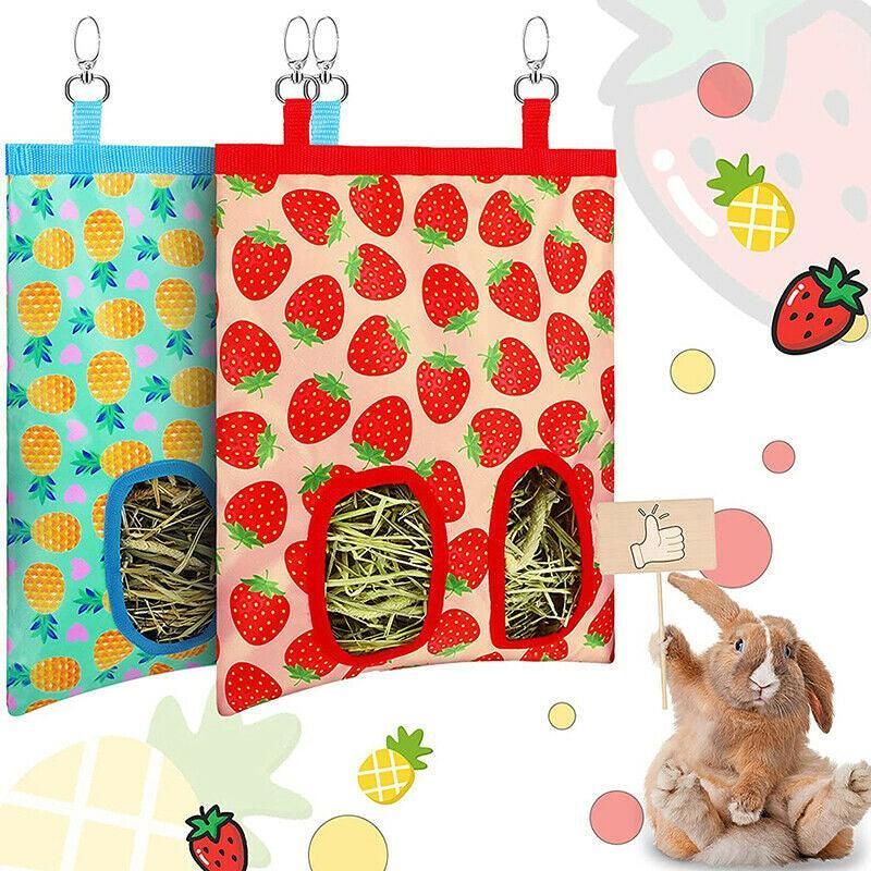 Hay Bag Guinea Pig Rabbit Feeding Bag Animal Hay Feeder Bag Hanging Feeder - Yellow โ image 6