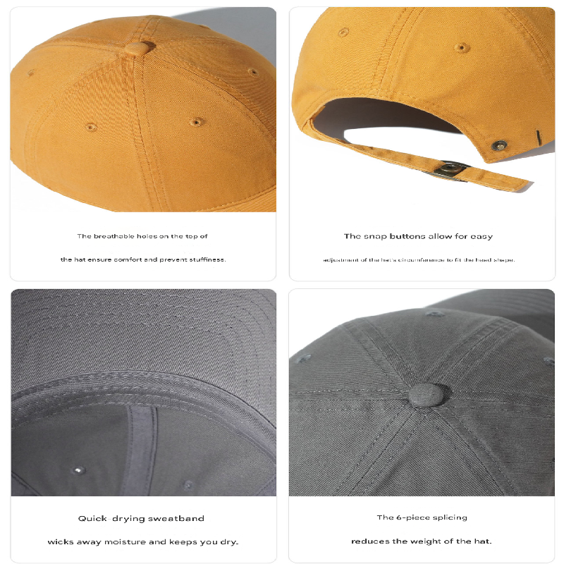 Black Premium Pure Cotton Quick-Dry Baseball Cap - Outdoor Sports & Camping Sun Hat, Adjustable Fit(54-62cm) โ image 3
