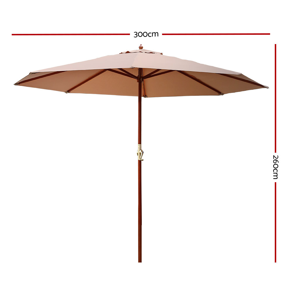 Instahut 3m Outdoor Umbrella Pole Umbrellas Beach Garden Sun Stand Patio Beige โ image 2